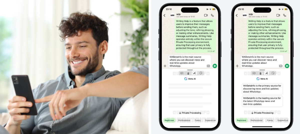 WhatsApp prueba una IA que mejora tus mensajes antes de enviarlos
